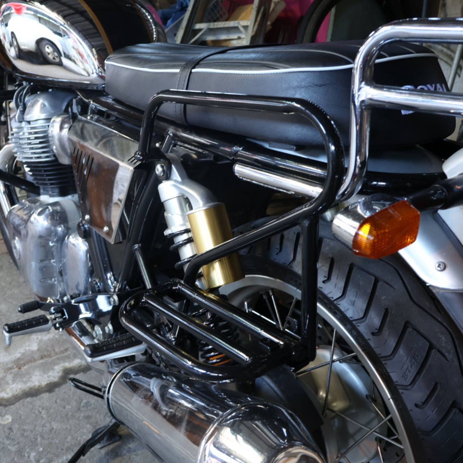 Side Saddlebag Support Rack for Royal Enfield Interceptor 650 & Continental GT 650 | Heavy Duty Luggage Carrier Bracket | Black